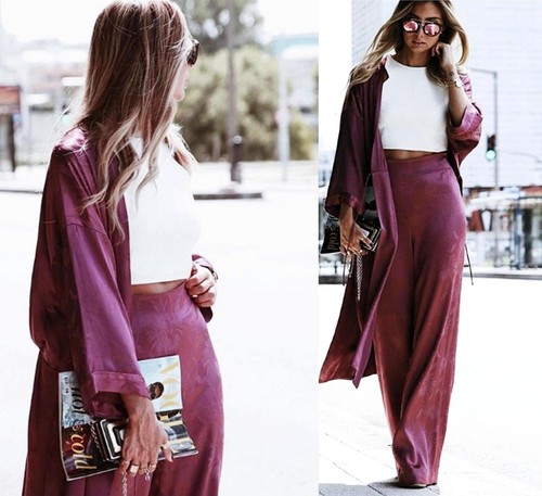 Zara jacquard satin - satin, kimono