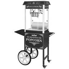 Retro Popcornmaschine Popcornmaker Popcornautomat 1500W 5kg h Schwarz mit Wagen