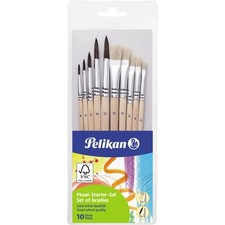 Pelikan Pinselset 10-tlg Pinsel Haarpinsel Malpinsel Schulpinsel 10 Größen Natur