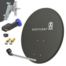 Zehnder Digitale Sat Anlage 80 cm Spiegel Schüssel + Twin LNB 0,1 dB 4k UHD HD d