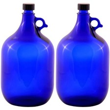 Blaue glasflasche liter - 2x,