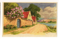 Künstler AK Landhaus See Ölgemälde-Imitat mit Prägung beschrieben 1943 Feldpost