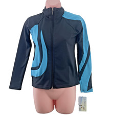 Chloe Noel Swirls Eiskunstlaufjacke, Gr. CXL/AXS, schwarz/türkis J26