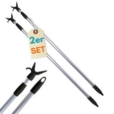 2er Set Teleskopstange mit Haken Aufhängehilfe Kleider Greifer Schrank Stange