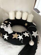 Adventskranz Adventsgesteck Tischdeko Kranz Strickkranz modern Unikat Engel 