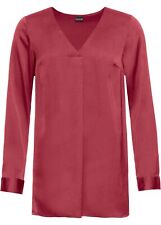 Satinbluse Gr. 38 Dunkelrot Damen Langarmbluse Shirt Tunika Oberteil Neu