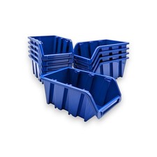 20 Stapelboxen NP6 Lagerboxen Sortierboxen 158x98x70mm Schwarz Blau + Wandregal