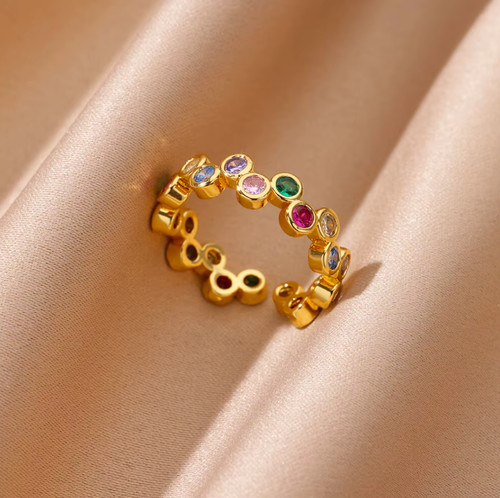 Regenbogen-Zirkonia-Ring