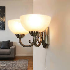 Edle Wandleuchte Landhaus Stil in Bronze Alabaster Glas Wohnzimmer Flur Lampe