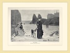 Vereinsamt Witwe Trauer nach dem Gemälde v Ed. Grenet Holzstich GL II 830