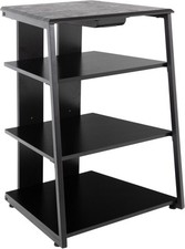 Audio Rack HiFi Regal 4 Ebenen Esche Schwarz Stahl Verstärker Plattenspieler