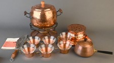 Fondue/ Feuerzangenbowle-Set Kupfer der Schweizer Firma Stöckli 13teilig