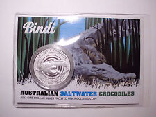 Australien 1 Dollar 2013 Salzwasser Krokodil  Bindi 1 Unze Silber im Blister