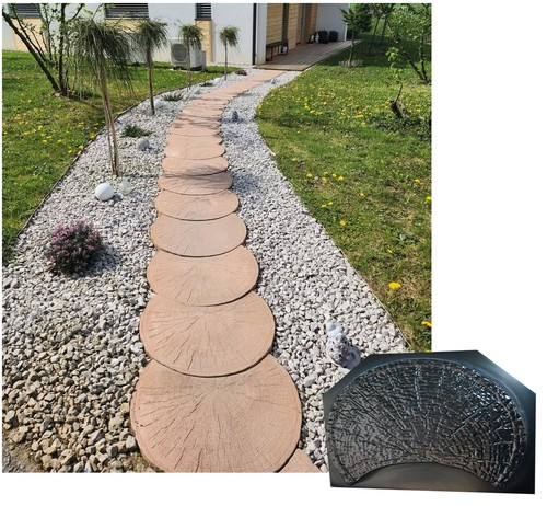 Betonform baumstamm trittstein - baumstamm,