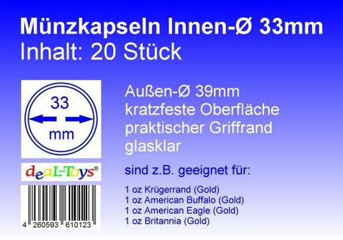 Münzkapseln 33mm geeignet - münzkapseln, 33mm,