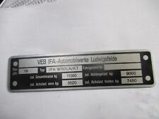 Typenschild ID-Plate Schild IFA VEB Ludwigsfelde LKW W50 LA/KT S83 Allrad