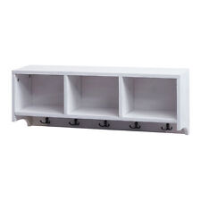 B-Ware Wandregal MCW-K49, 3 Staufächer 5 Haken 30x80x20cm, weiß, shabby