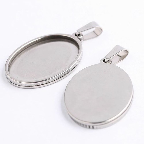 Edelstahl anhänger oval - 5,