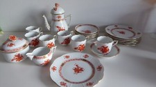 Herend Ungarn Apponyi CHINESISCHES STRAUSS ORANGE Mokkaservice