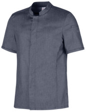 LEIBER Kochhemd Koch Kochkleidung Stretch Kochjacke Kochjacken jeansgrau kurzarm