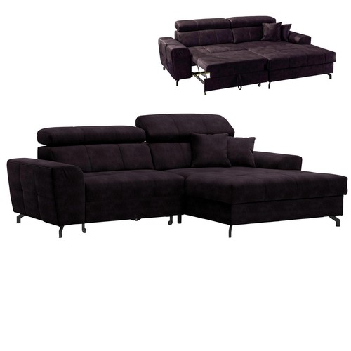 Ecksofa aubergine samt - ecksofa,