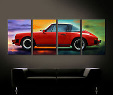 RED PORSCHE 911 TARGA Leinwand Bild über Sofa Vintage POP ART Nostalgie Wandbild