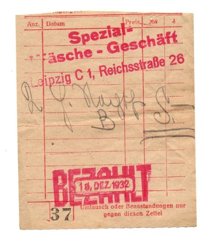 Original bezahlzettel 1932 - bezahlzettel,