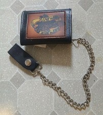 Geldbörse Ride to Live Trifold Rindleder Made in USA mit Kette Biker x