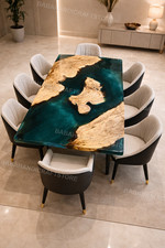 Teal Epoxy River Esstisch -