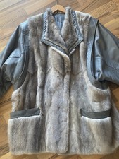 Nerz Pelz Jacke  Fur Mink Vest Visone Pelliccia Grau Gr 44/46