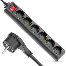 Steckdosenleiste 6-Fach Flachstecker Mehrfachsteckdose Mehrfachstecker 3m Kabel