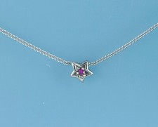 Halskette, Collier, Shortie, Stern mit Rubin in Weiß-Gold 333/ooo