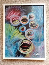 WEBER Bild Ölbild Gemälde 40x30cm Abstrakt Art Deco Leinwand mit Holzrahmen