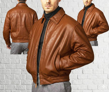Hellbraun Herren Leder Bomber