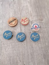 6x alte kleine Blechdosen mit Reklame - Schuhcremedose Agal Augusta Kinessa