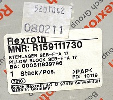Rexroth SEB-F-A 17 Stehlager R159111730 PILLOW BLOCK  NEU OVP NEW