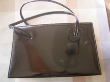 Damen Henkelhandtasche Abendtasche schwarz, Lack, Klemmverschluss, gebraucht