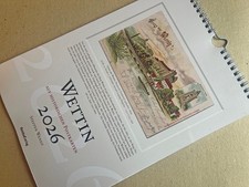 Wettin Sachsen-Anhalt: 14 historische Postkarten Monatskalender A4 Spiralbindung