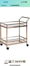 Servierwagen Geträngewagen dunkles antik gold mit glasplatte & rollen 