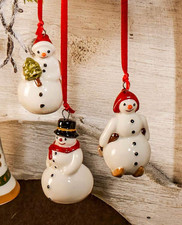 Selten Villeroy Boch Weihnachten Trio Ornament Anhänger "Schneemann"
