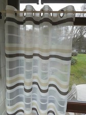 1 Gardine Schal Ösen creme beige braun Streifen 1,35 m x 2,45 m Ladenauflösung