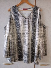 Ricarda M. Schlupf Bluse Marken Shirt Grau Satin Snake Reptil animal Gr.44 L