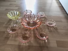 Glasschalen Schüssel Dessertteller DDR Rosa Gelb Schwer Hochwertig Neuwertig