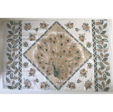 Vintage 60er/70er Jahre zwei große Pfau Blumen Kissenbezüge 19" x 29" Bassetti