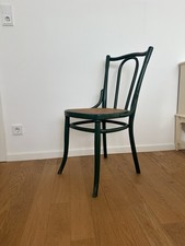 Seltener Bugholzstuhl #14 Stil | Dunkelgrün Patina | Vintage Wiener Geflecht