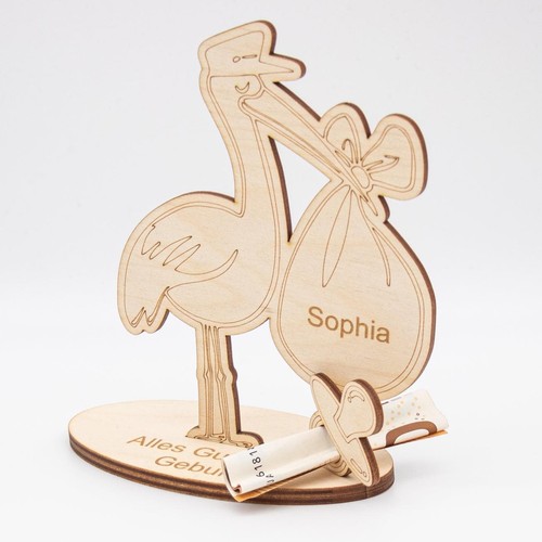 Geldgeschenk storch aus holz - geldgeschenk,