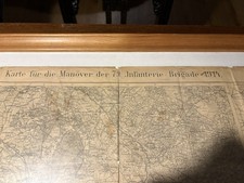 Gerahmte Manöverkarte 1914 Deutschland / Niederlande 1..WK Weltkrieg WW1