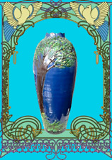 Prof. MAX LAEUGER MLK Kunsttöpferei KANDERN Schlickermalerei Jugendstilvase 43CM