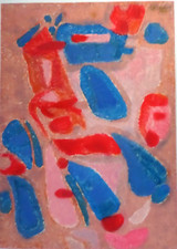 HUGO BARTHEL 1918 - 77, Schüler von Willi Baumeister, Mischtechnik 68, Qualität!