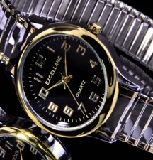 Excellanc Damen Armband Uhr mit Edelstahl Zugband Schwarz Silber Gold Farben